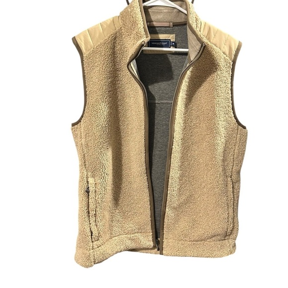 VINEYARD VINES Sherpa Vest Sweatshirt Lined Zip Up Front Pockets Size Medium - Picture 2 of 10